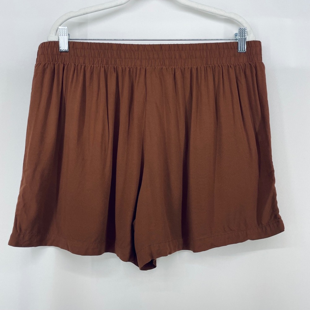 Wildfox Size XL Shorts Rust Brown Elastic Waist High Rise Patch Pocket Casual - Picture 3 of 5